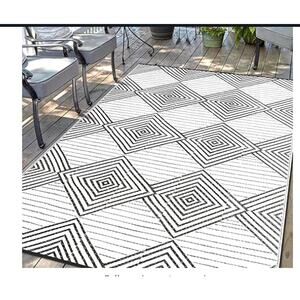 Waterproof Outdoor Rug 5x8ft, Foldable Reversible Plastic Straw Mat